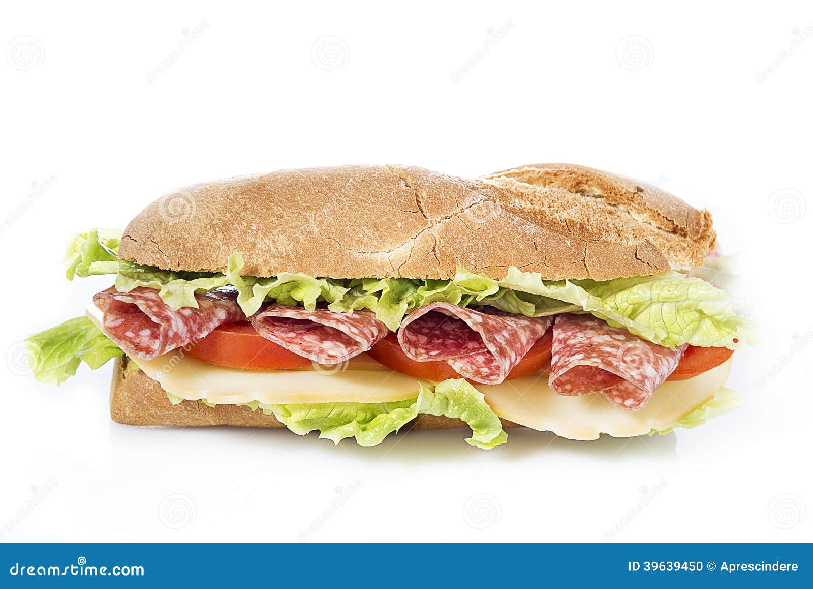 Panino del salame fotografia stock. Immagine di nutrizione 39639450