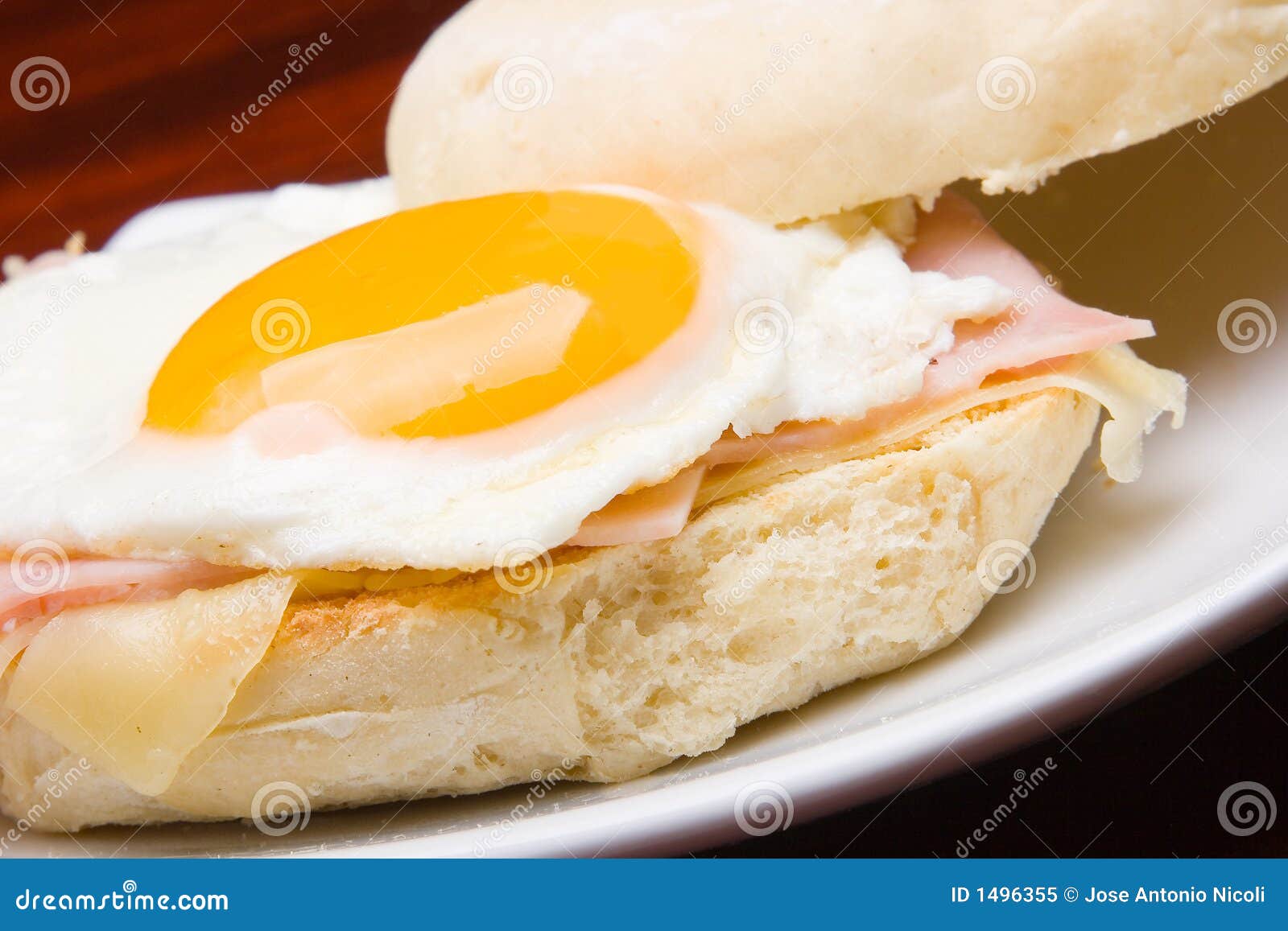 Fine del panino dell'uovo in su in zolla bianca