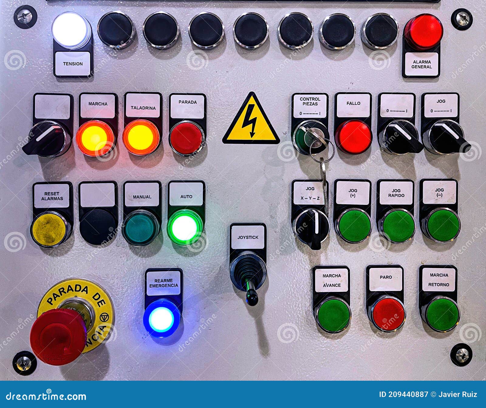 Panneau De Commande D'une Machine Avec Différents Boutons-poussoirs Et  Sélecteurs Image stock - Image du vert, coloré: 209440887
