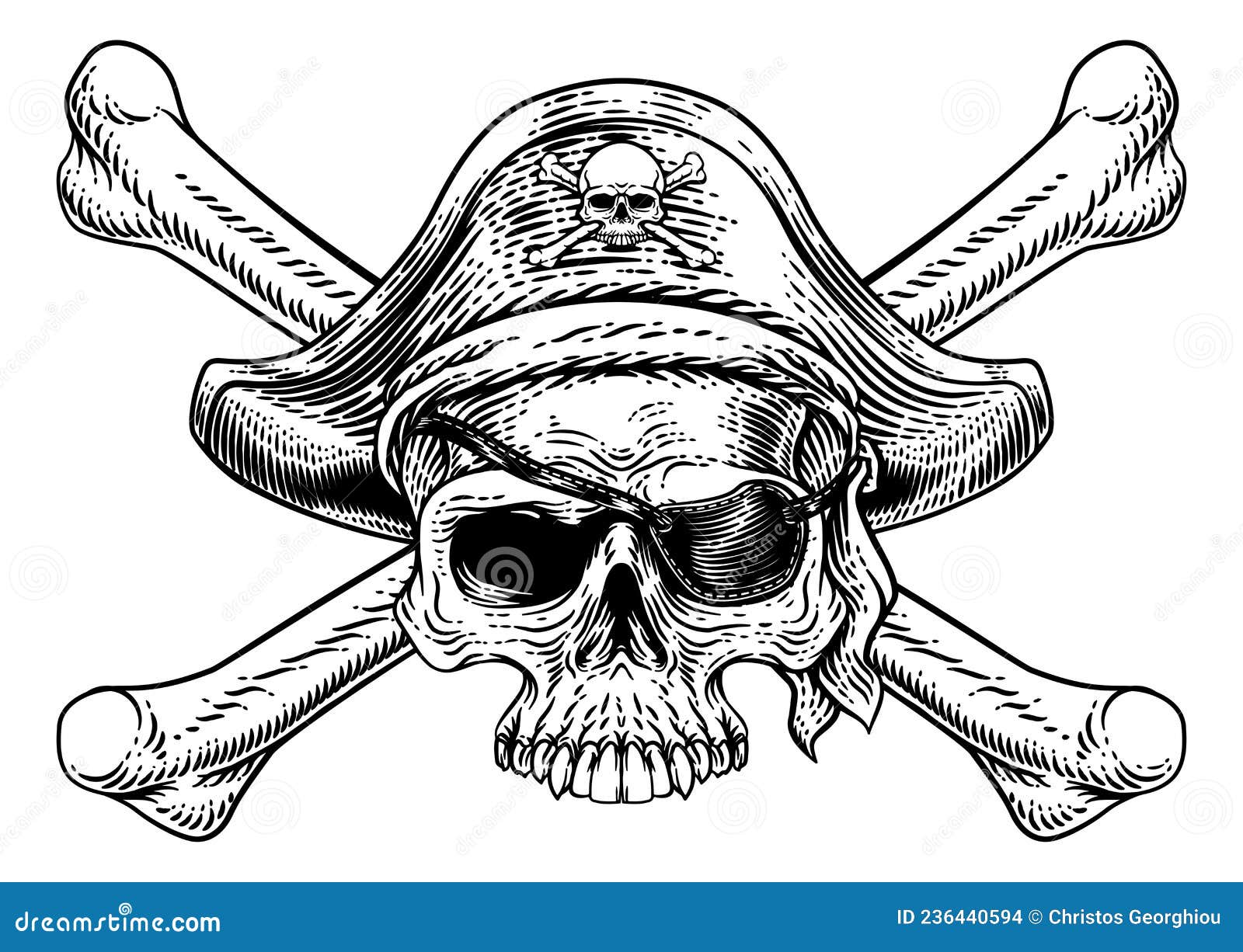 Benda Sullocchio Del Pirata Con Benda Facciale Del Cranio E Delle Ossa  Incrociate - Immagini vettoriali stock e altre immagini di Benda da pirata  - iStock