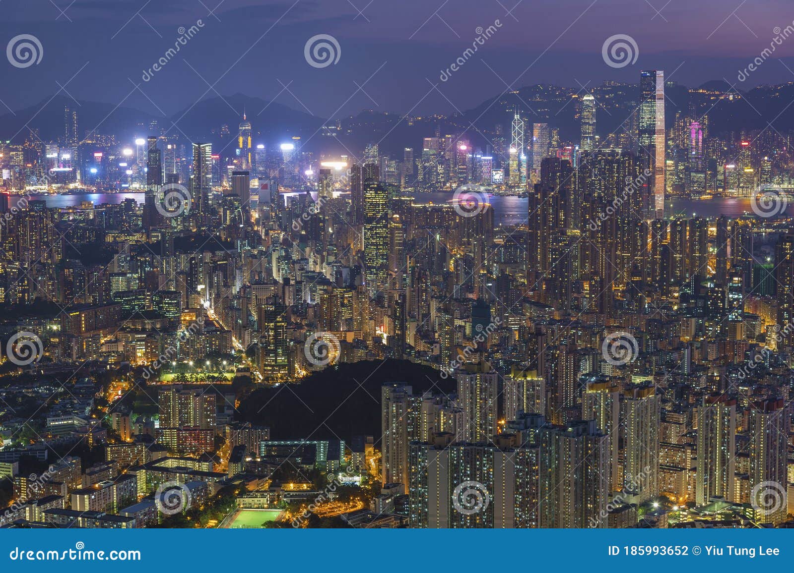 Aerial View of Hong Kong City at Dusk Stock Photo - Image of metropolis ...