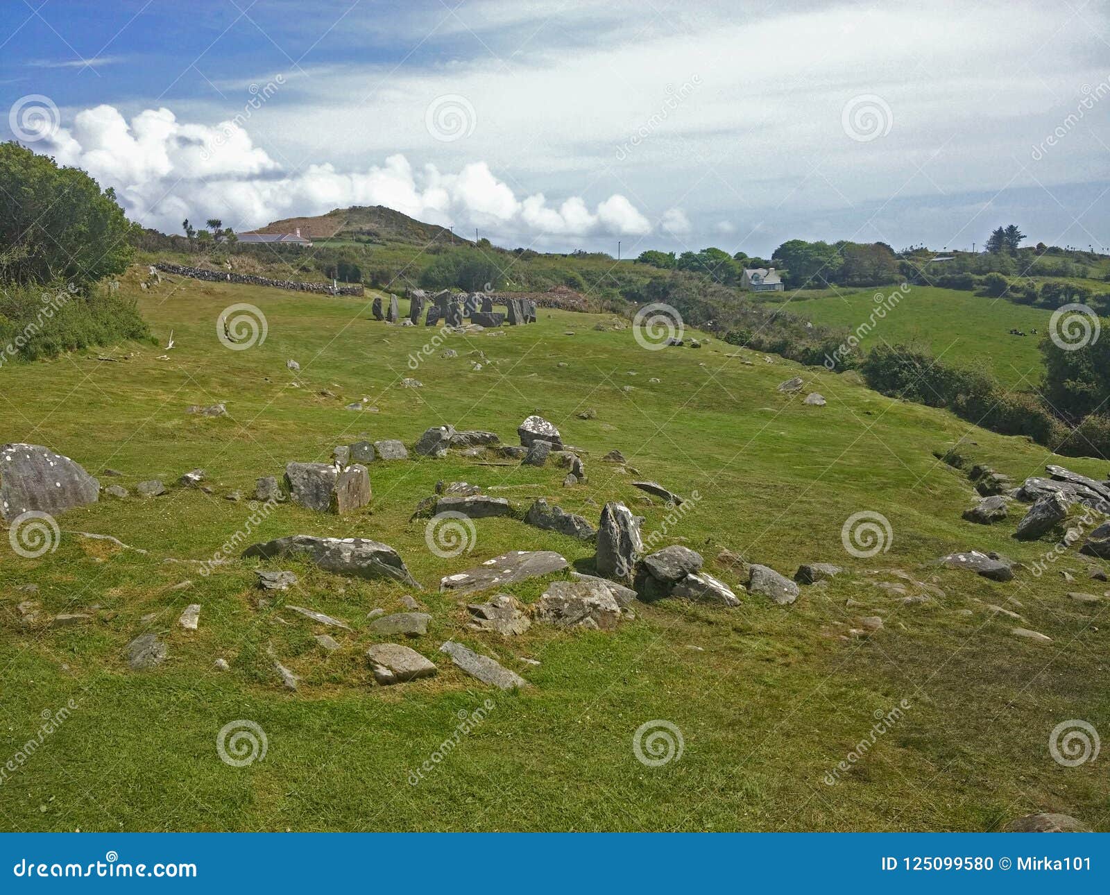 drombeg stone circle archaeological site, ireland.