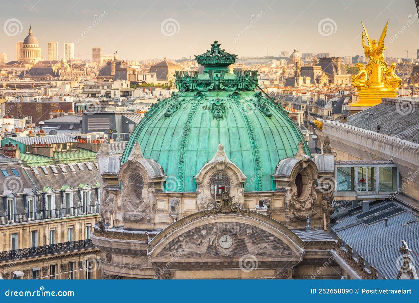Panorama of Architecture Above Cupola of Opera in Paris, France Stock ...