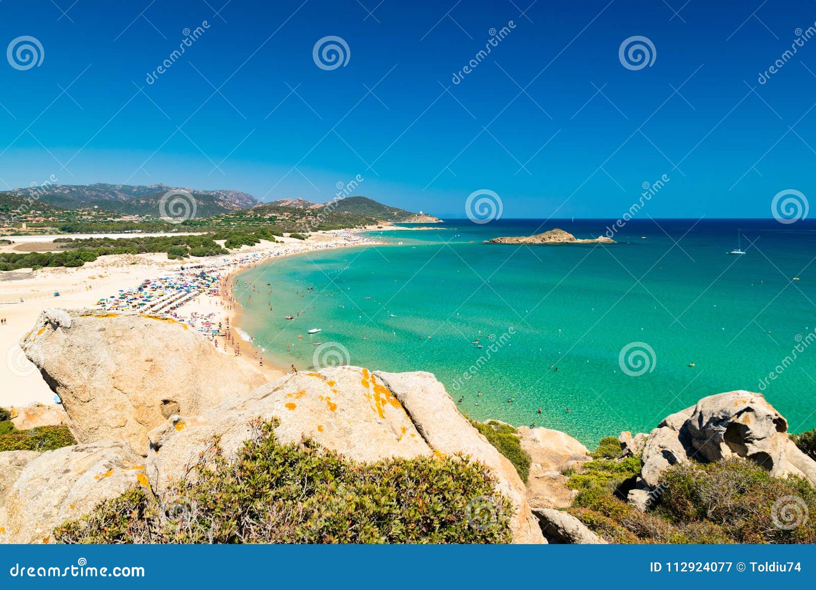 Panorama Av Den Chia Kusten, Sardinia, Italien Fotografering för ...