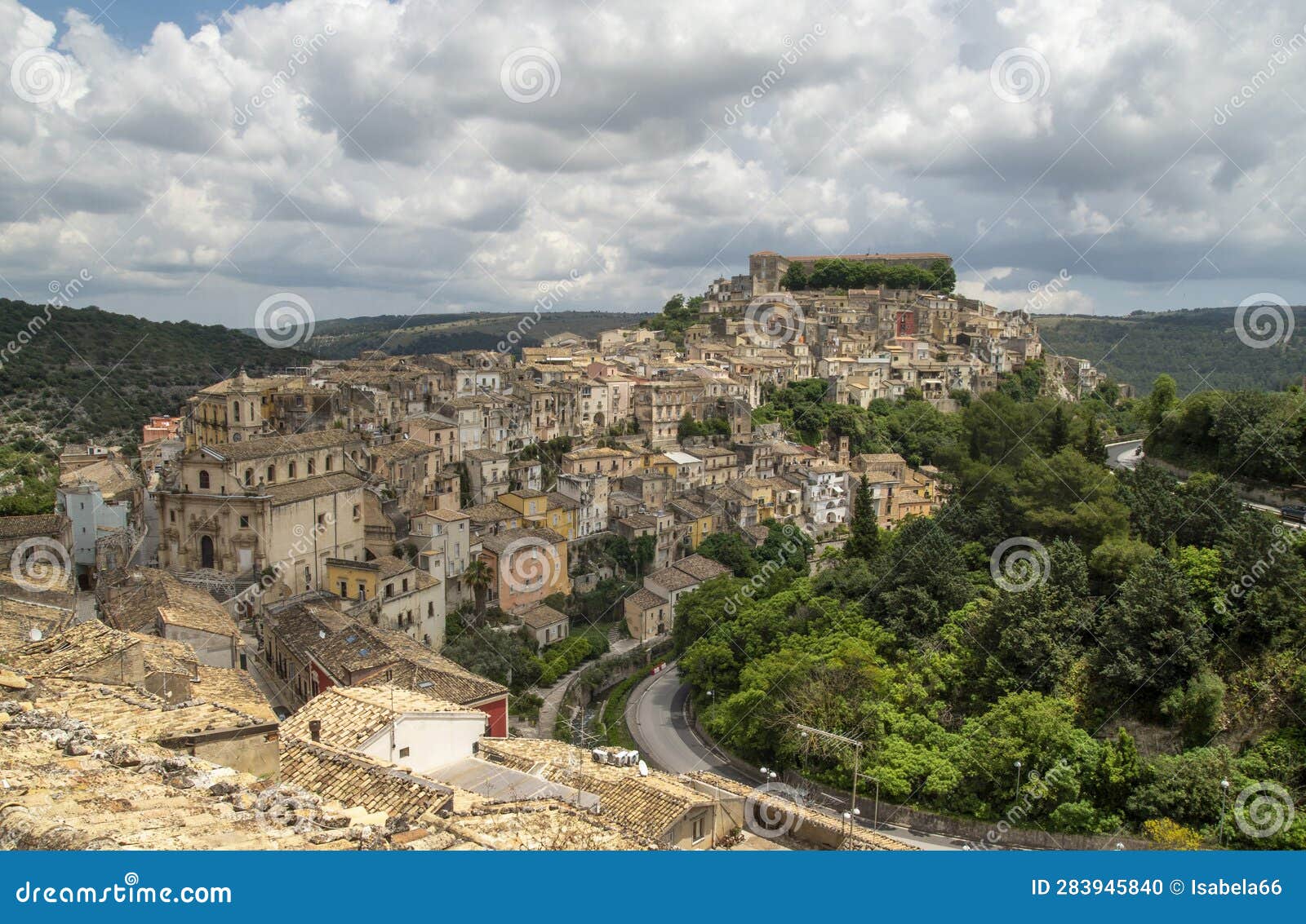 panorama of baroque city ragusa ibla, sicilia, italy