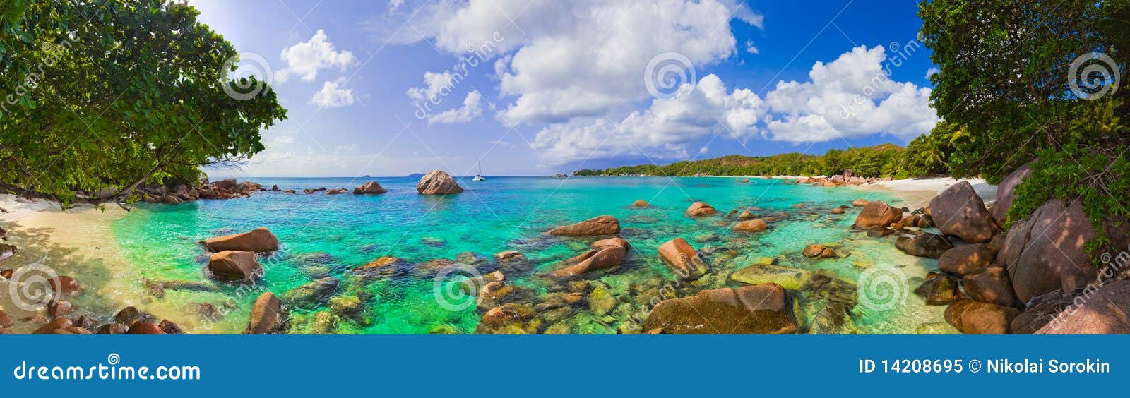 panorama of beach anse lazio at seychelles