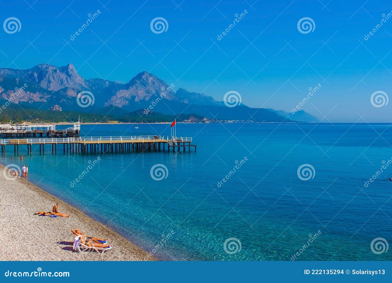 Panorama of Beach at Kemer, Antalya, Turkey Editorial Stock Image