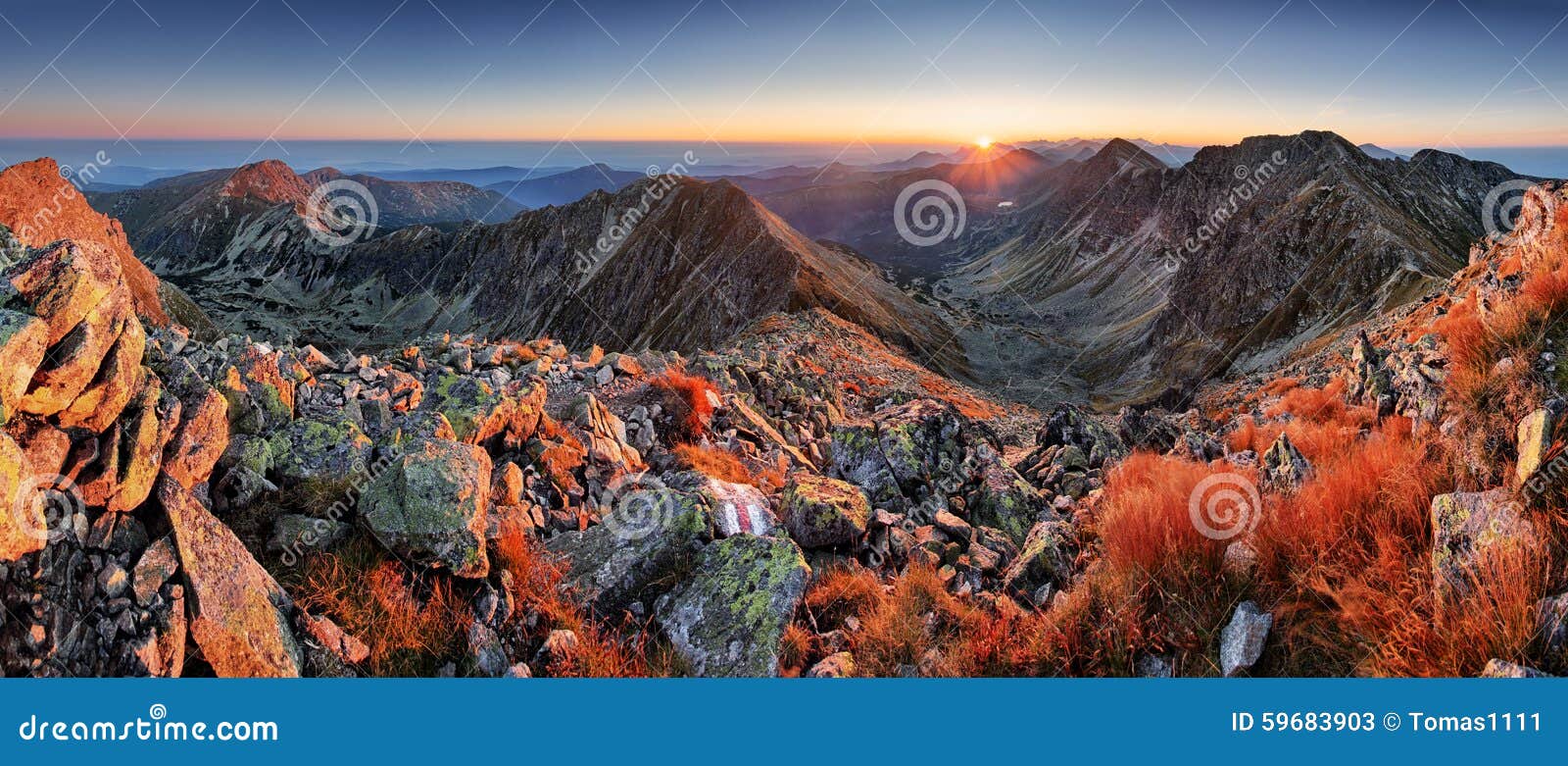panorama of beaufiful slovakia moutain at sunrise, rohace tatra