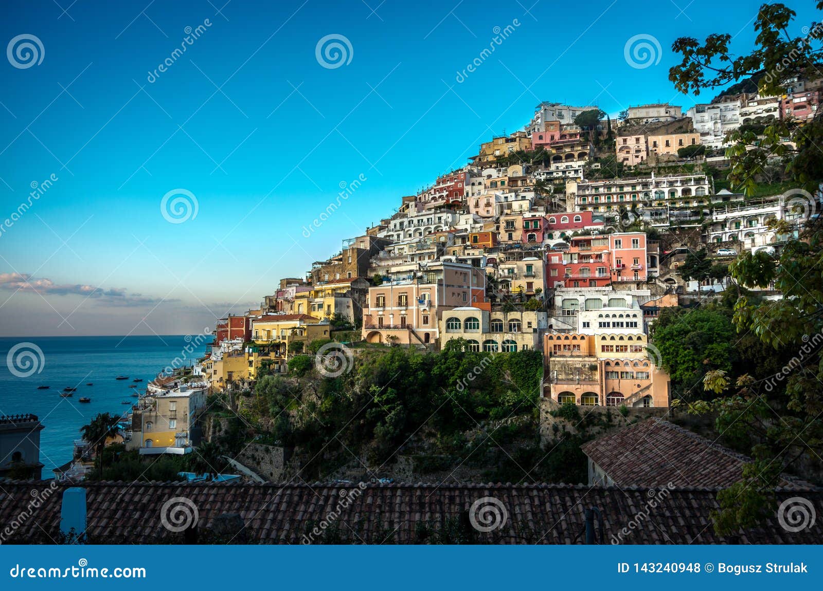 Panorama of Beautiful Coastal Town - Positano by Amalfi Coast in Italy ...