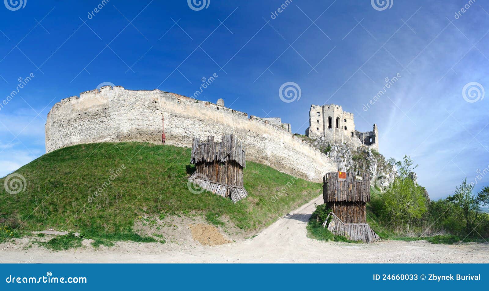 Panorama of Beckov castle. Panorama of the gothic Beckov castle ruin in Slovakia