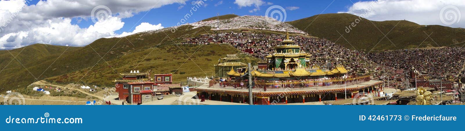 panorama on buddhist forbidden city of serta, tibet
