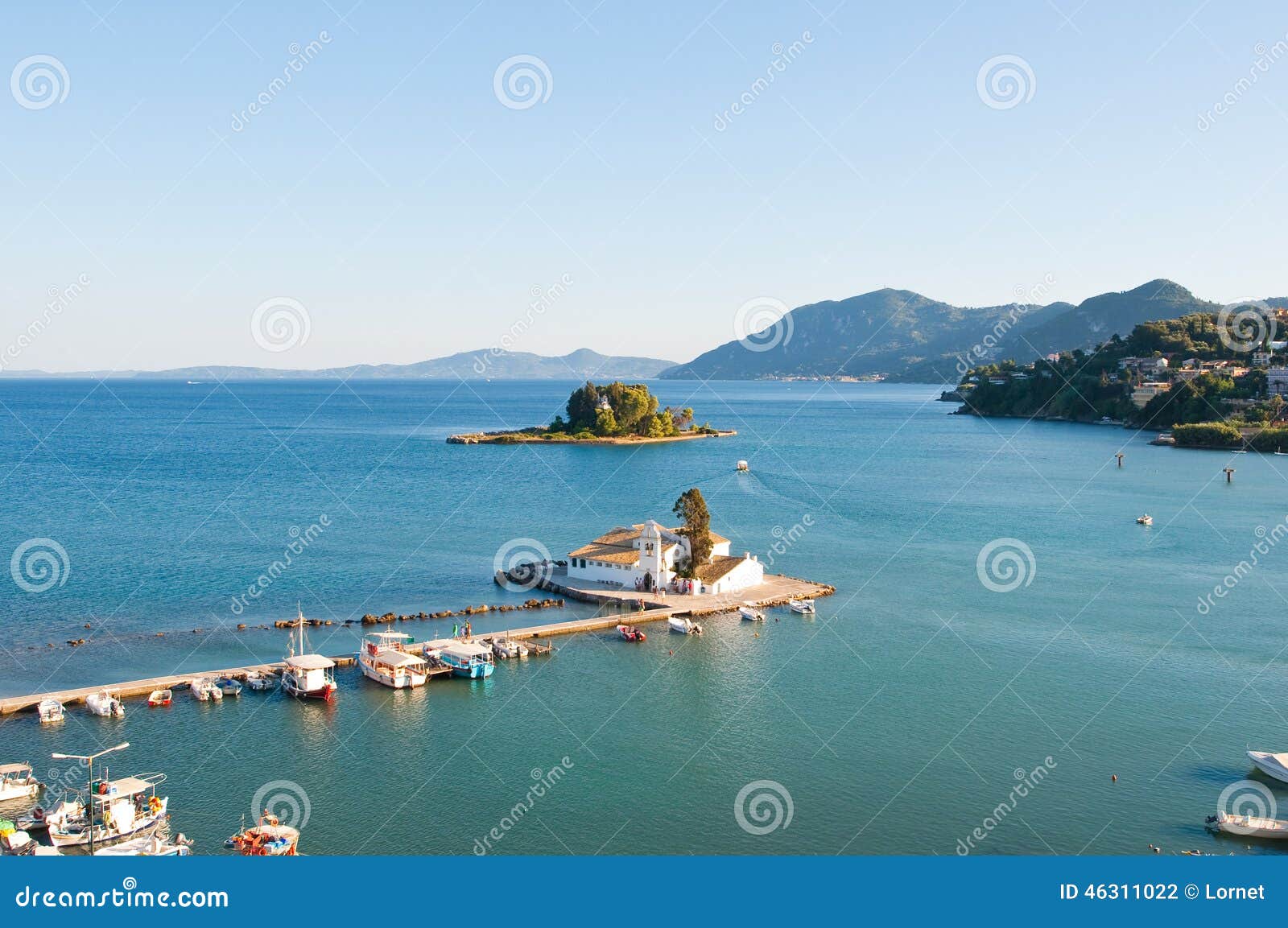 Chalikiopoulou Lagoon With Pontikonisi And Vlacheraina Monastery As ...