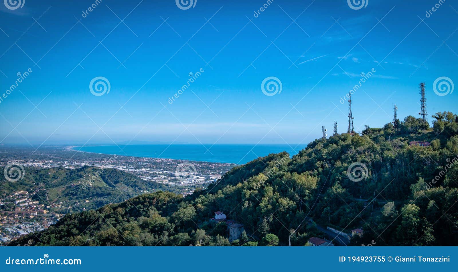 panorama of the coastline of versilia, tuscany, italy