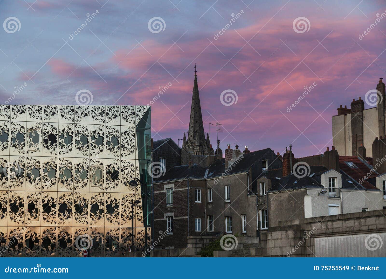 Panorama De Nantes Au Coucher Du Soleil Image Stock Image