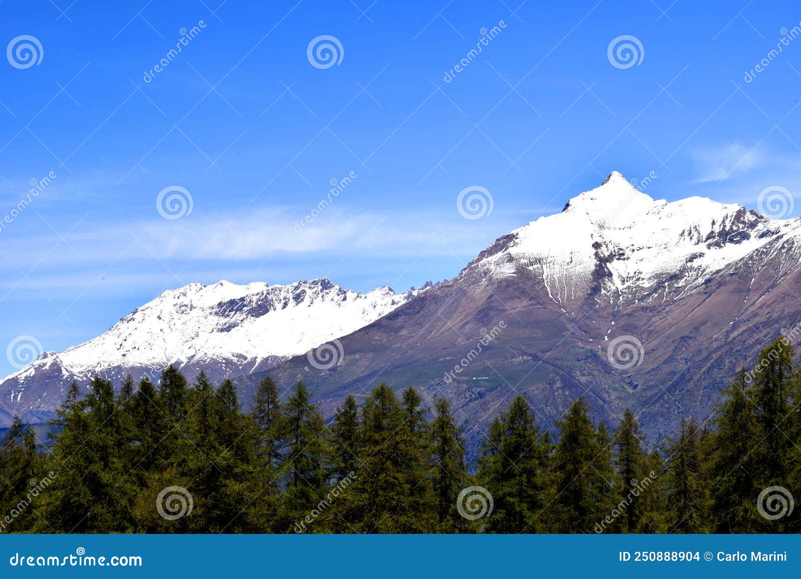 panorama delle alpi, montagne innevate con ghiacciai