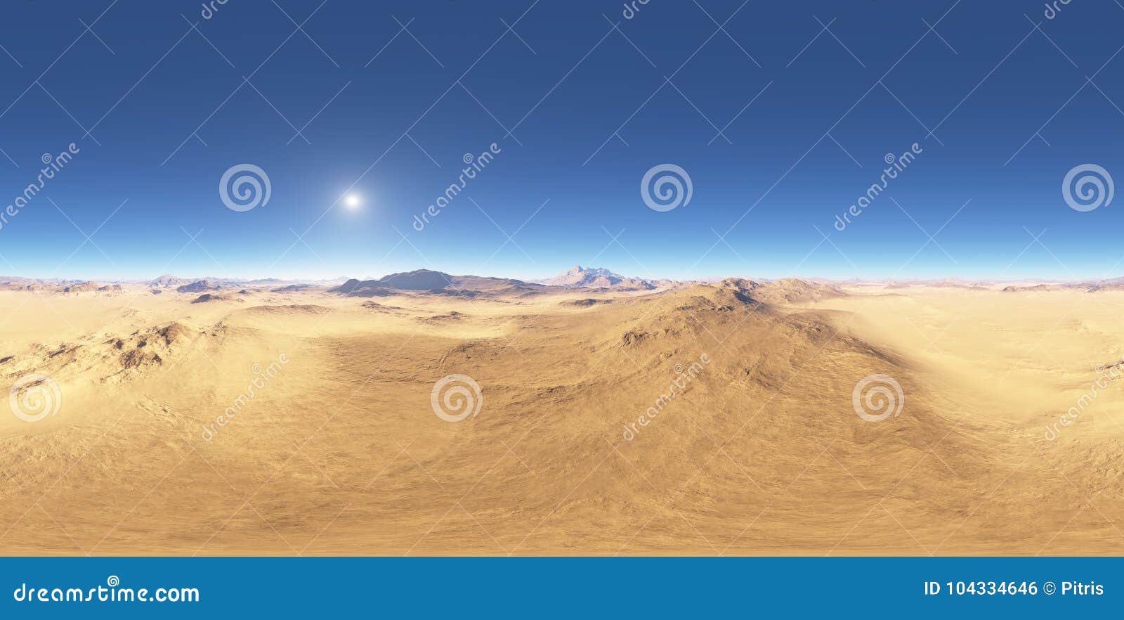 Panorama of Desert Landscape Sunset, Environment HDRI Map