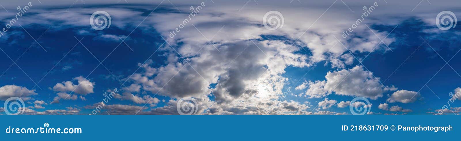 Panorama Do Céu Azul Com Nuvens Cirrus. Pano Hdr 360 Graus Sem