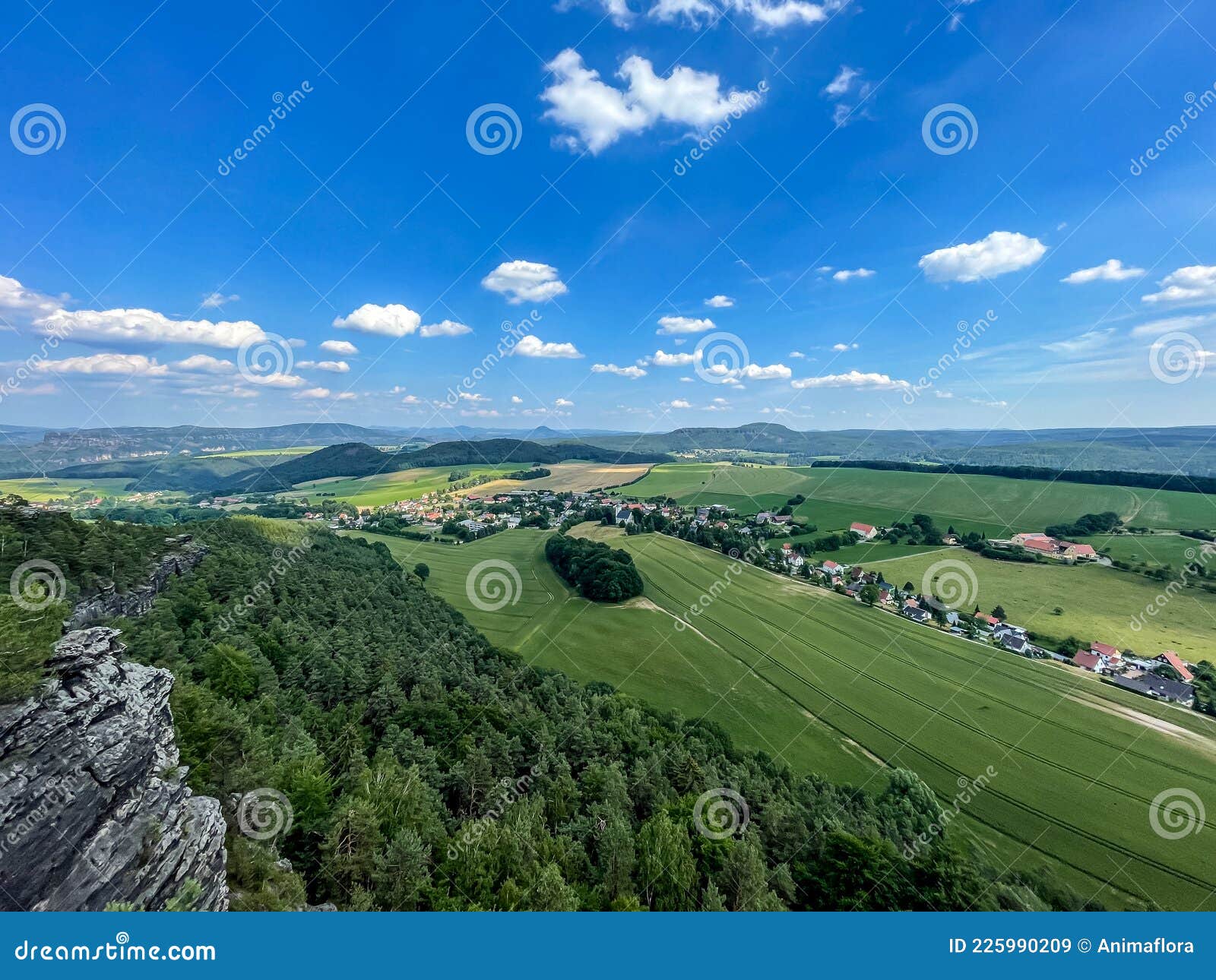 panorama elbe sandstone mountains in summer