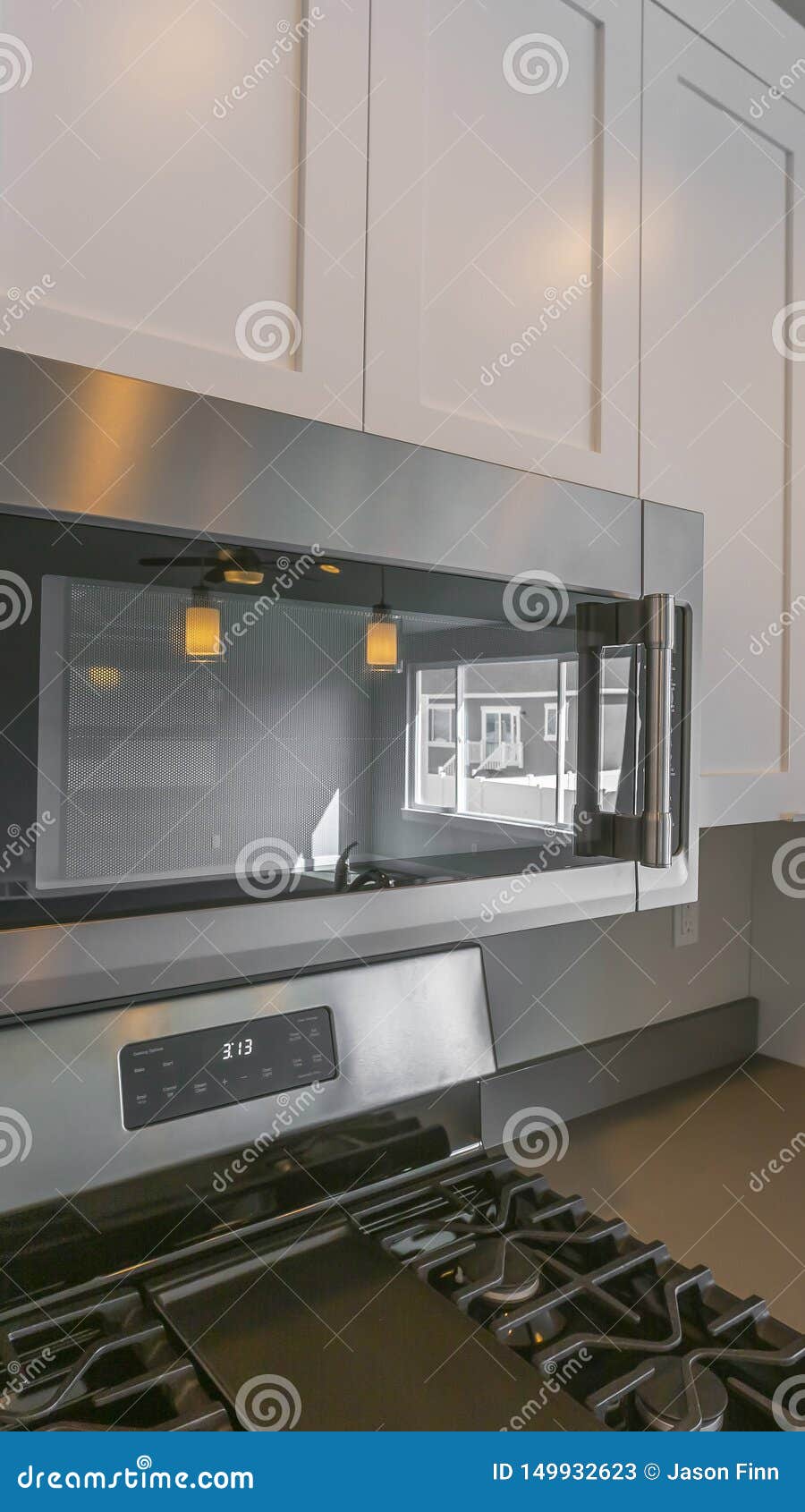 Panorama Frame Close Up Of The Microwave And Wooden Cabinets