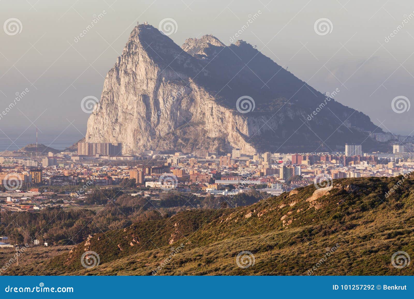 panorama of gibraltar seen from la linea de la concepcion