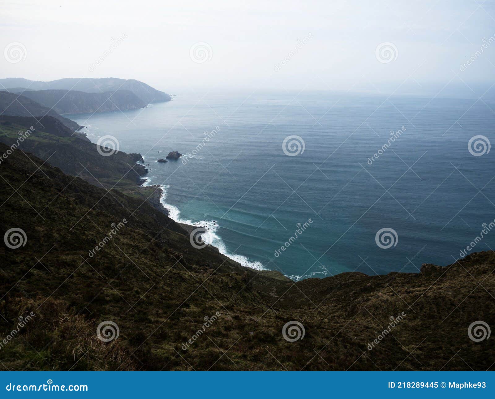 panorama of high atlantic ocean sea cliff coast landscape at vixia herbeira carino a coruna costa artabra galicia spain