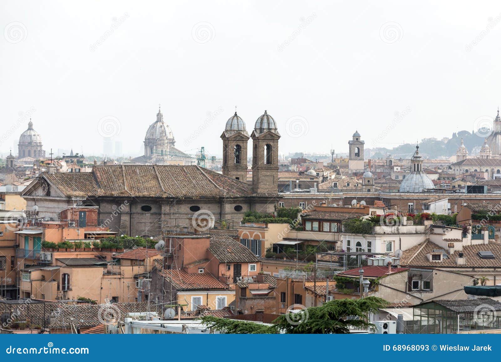 The Panorama of Historic Districts of Rome Stock Image Image of