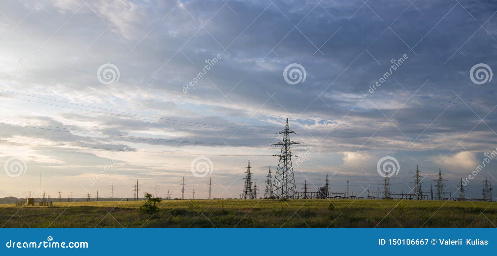 panorama horizontal.power station in the steppe.