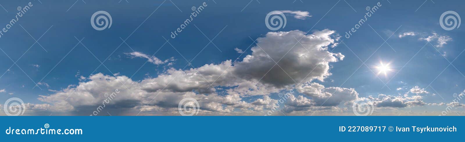 Panorama Hri 360 Do Céu Azul Com Lindas Nuvens Brancas. Panorama