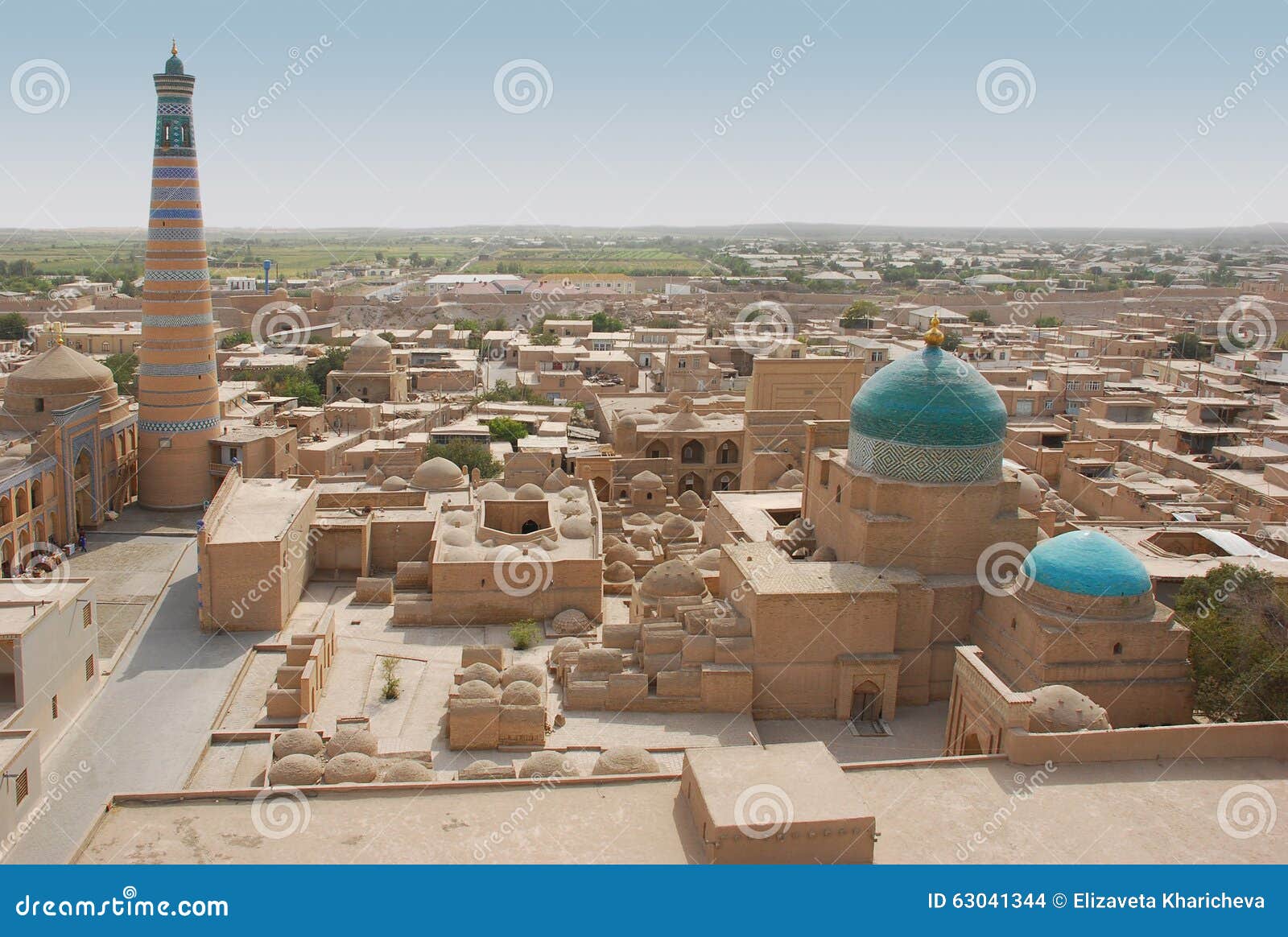 Panorama ichan-Kala en minaret islam-Hodge oezbekistan