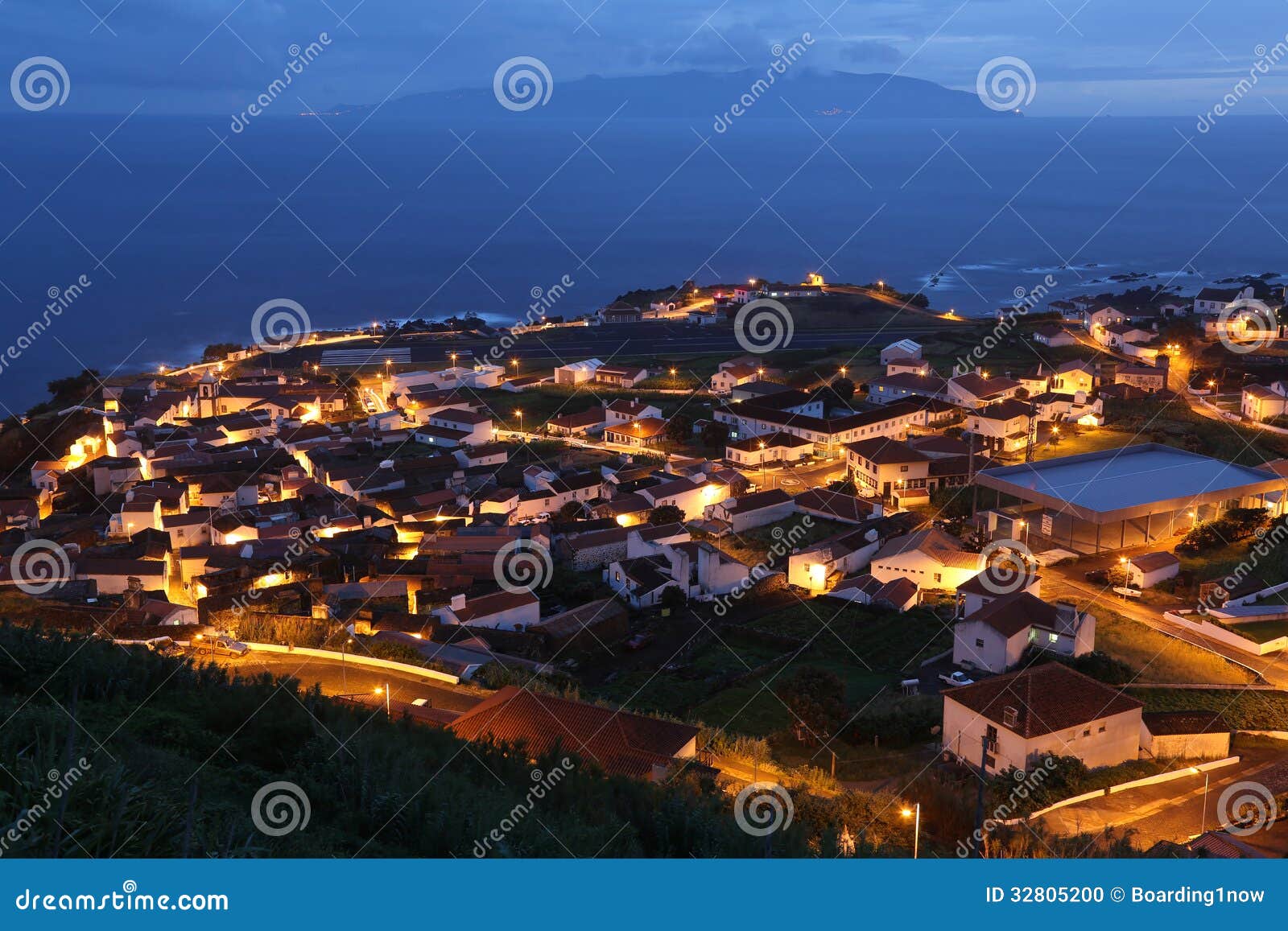 panorama of the island of corvo azores portugal at night