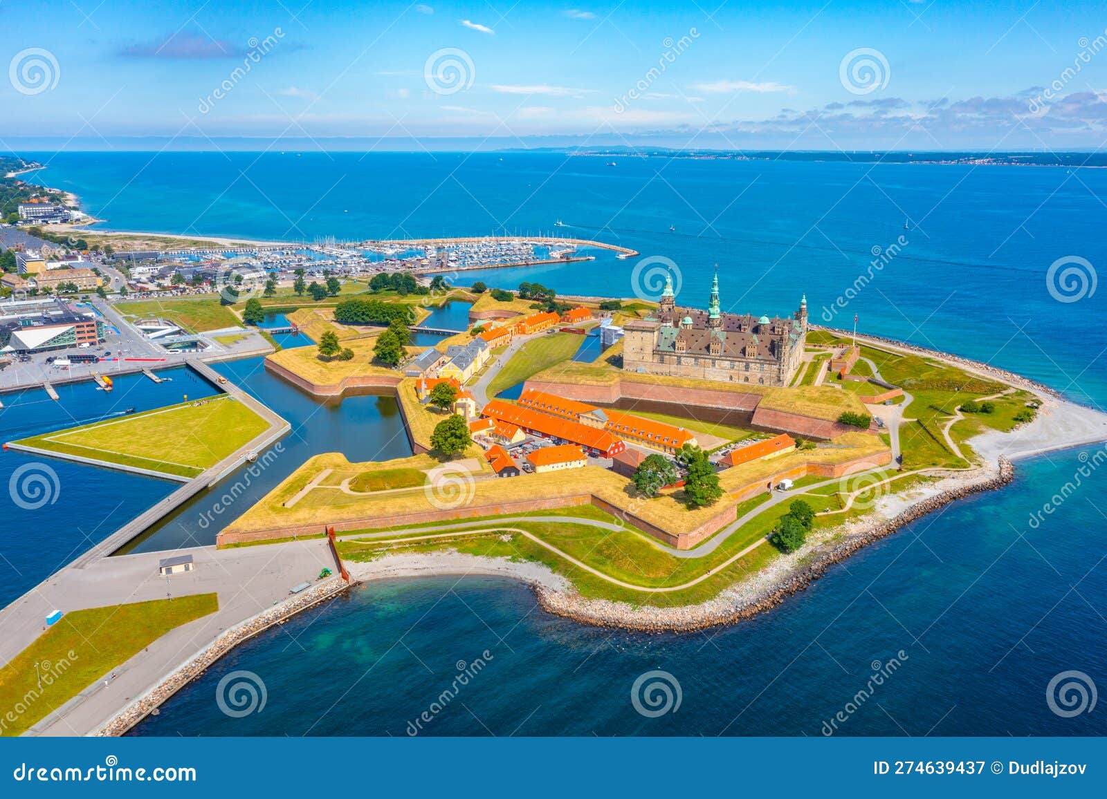 Panorama of the Castle at Helsingor, Denmark Stock Image