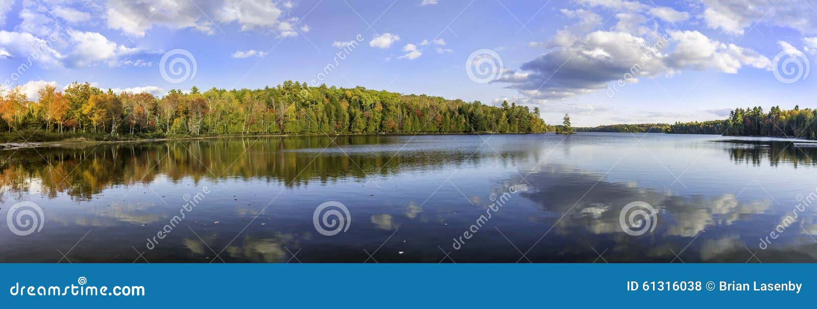 panorama of a lake in autumn - ontario, canada