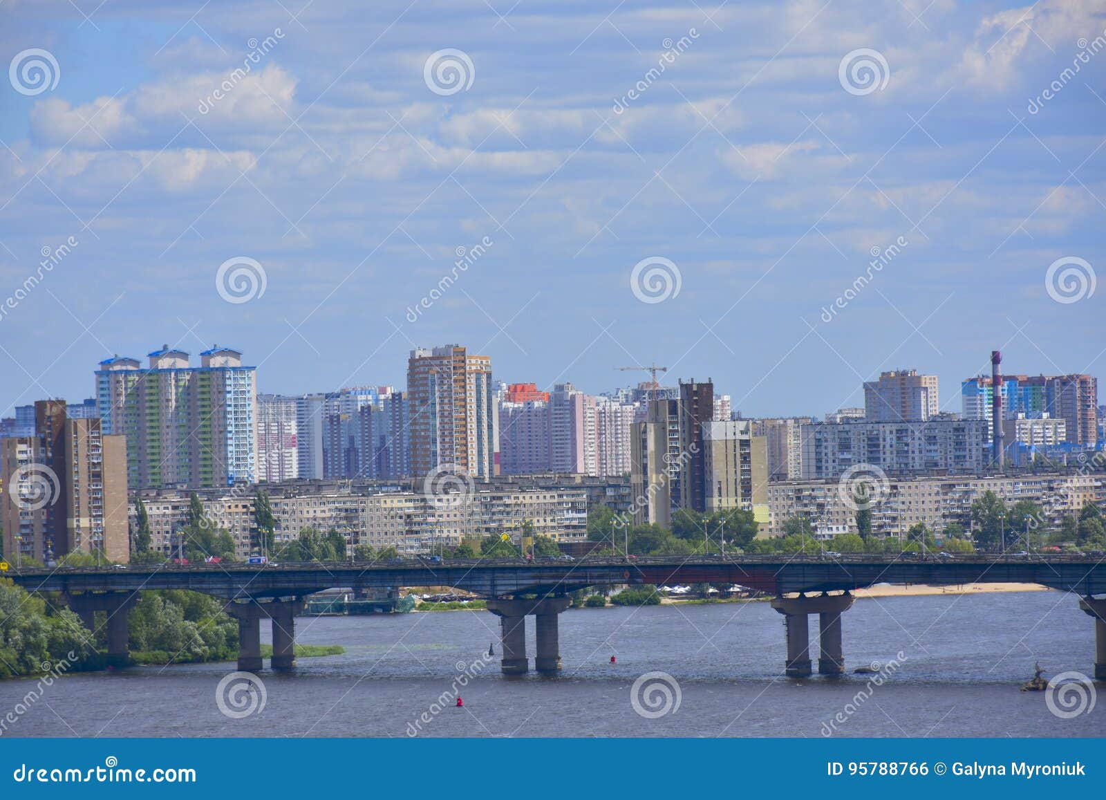 panorama of a large beautiful city view of the city and sky