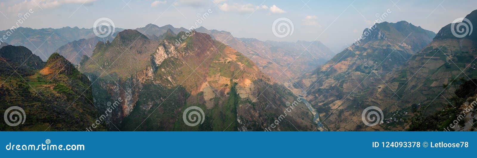 panorama of the majestic karst mountains around meo vac, ha giang province, vietnam
