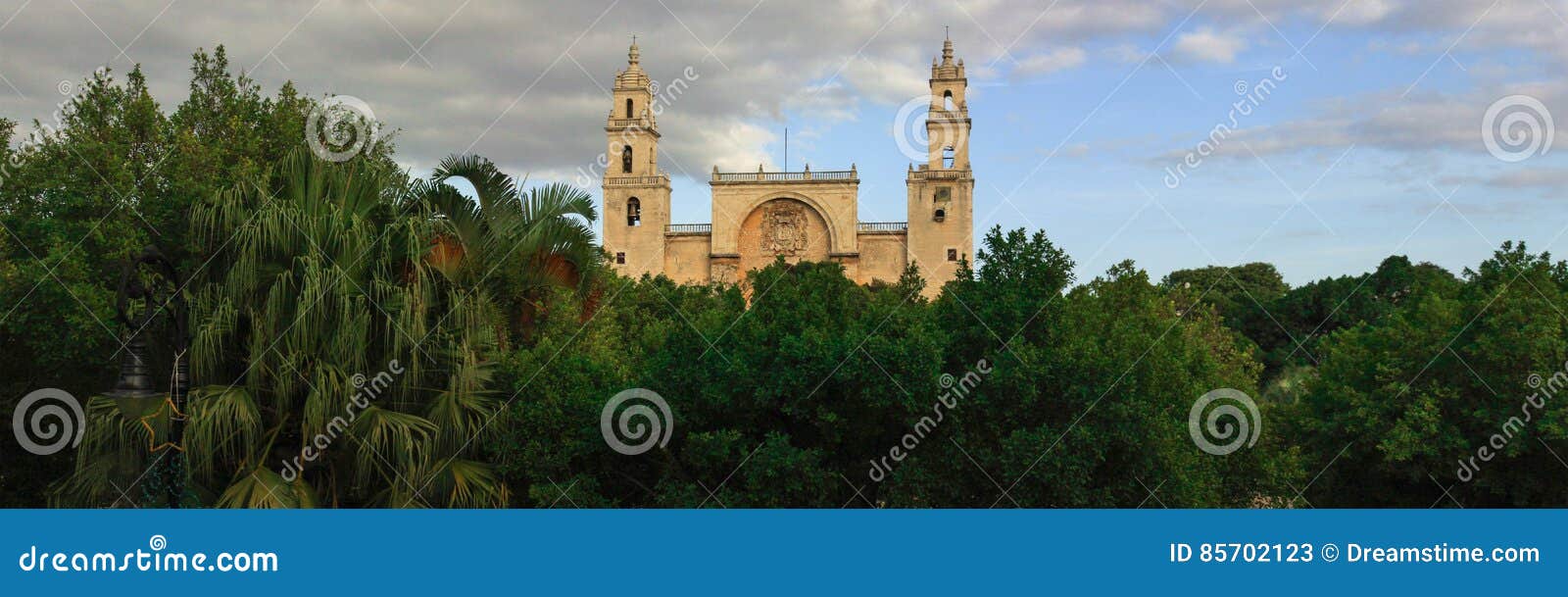 panorama of merida cathedral, yucatan, mexico.