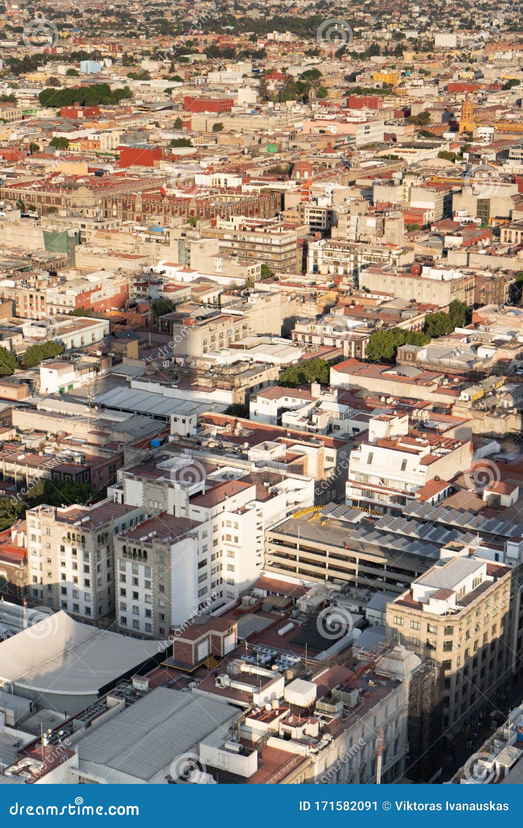 panorama of mexico city central part from skyscraper latino americano. view with buildings. travel photo, background