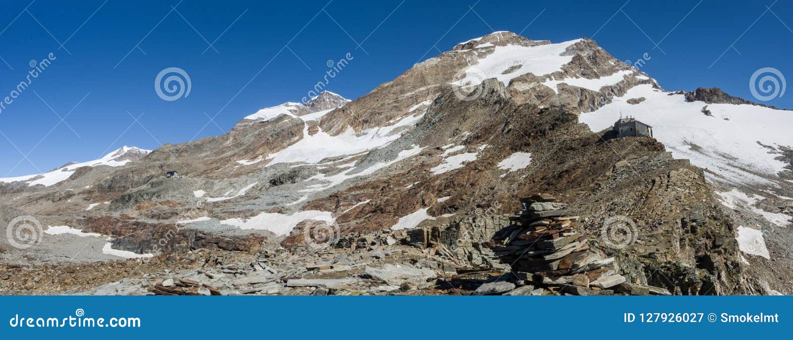 panorama of monte rosa massif near punto indren. alagna valsesia area, italy