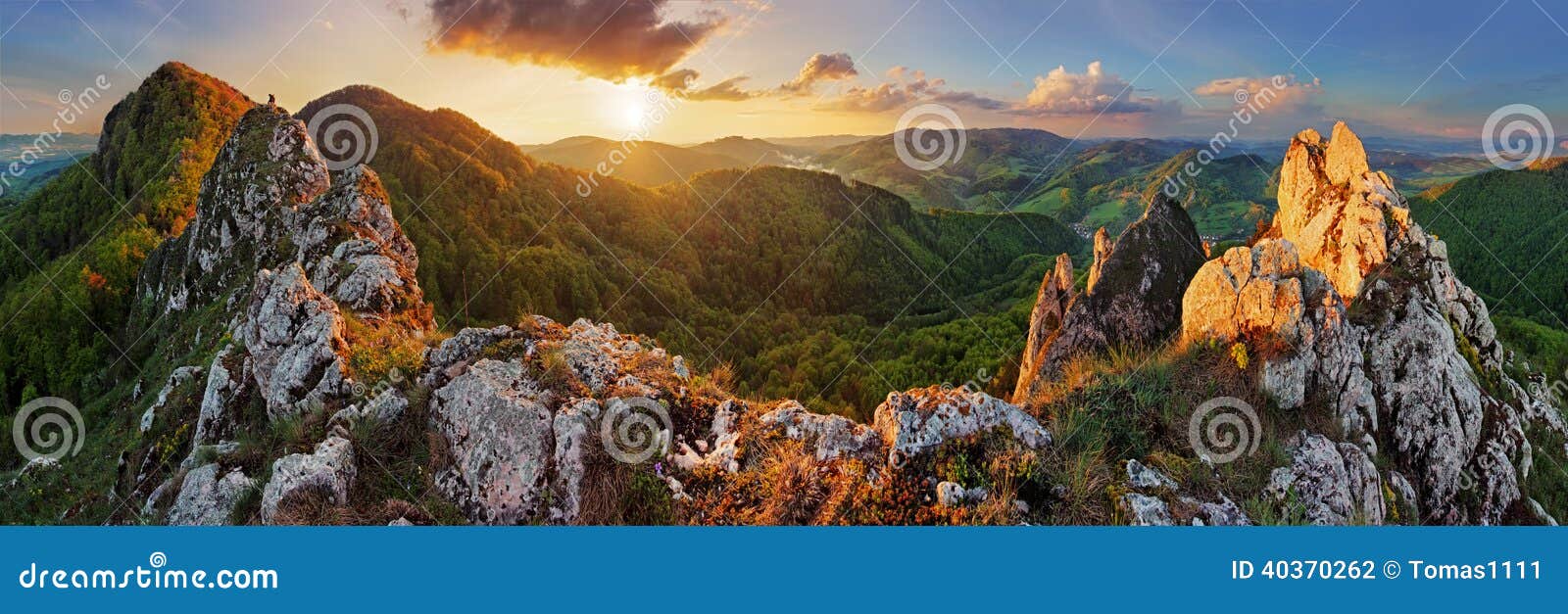 panorama mountain landscape at sunset, slovakia, vrsatec