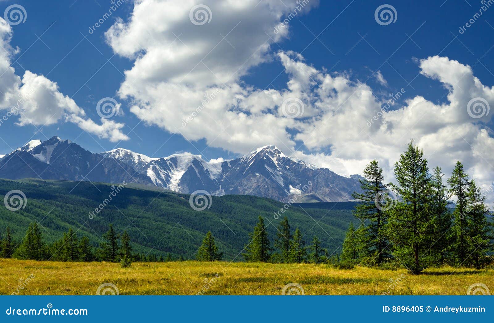 panorama of north-chuya mountains, altai, russia