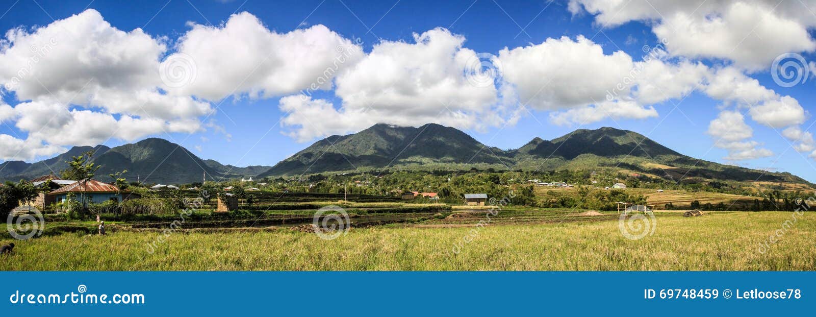 panorama over the mountains and rice paddies of ruteng, island of flores, indonesia