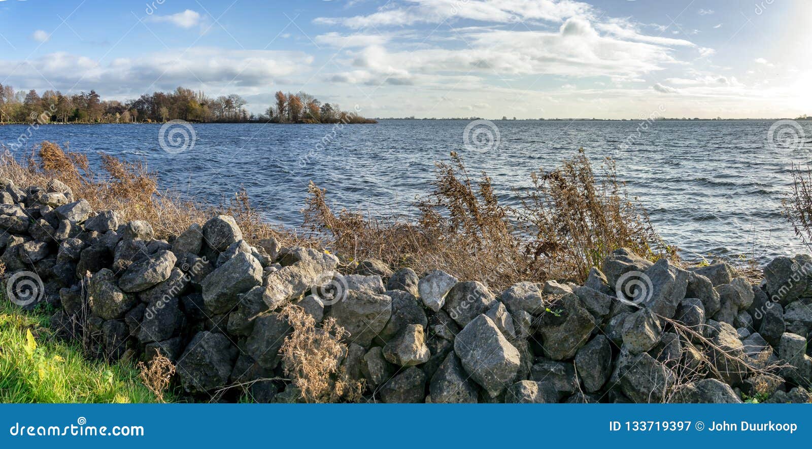 panorama over the westeinder lake in nl