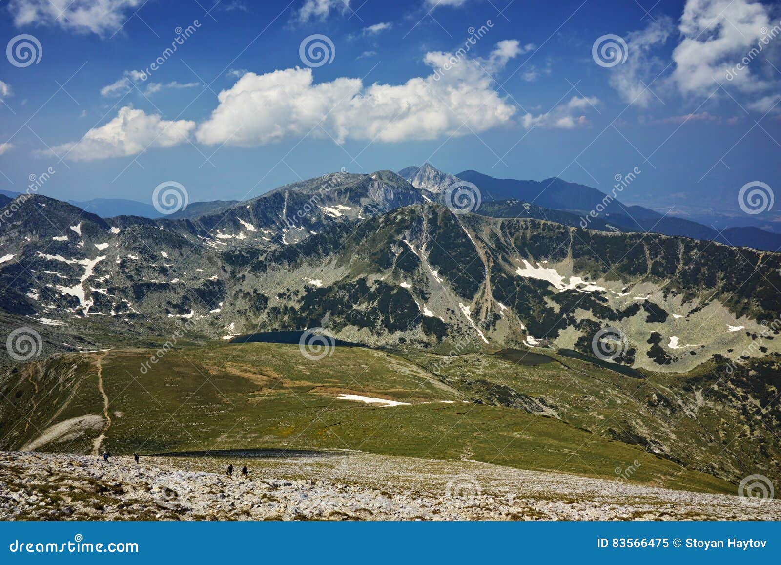Panorama with the Path for Climbing a Vihren Peak, Pirin Mountain Stock ...