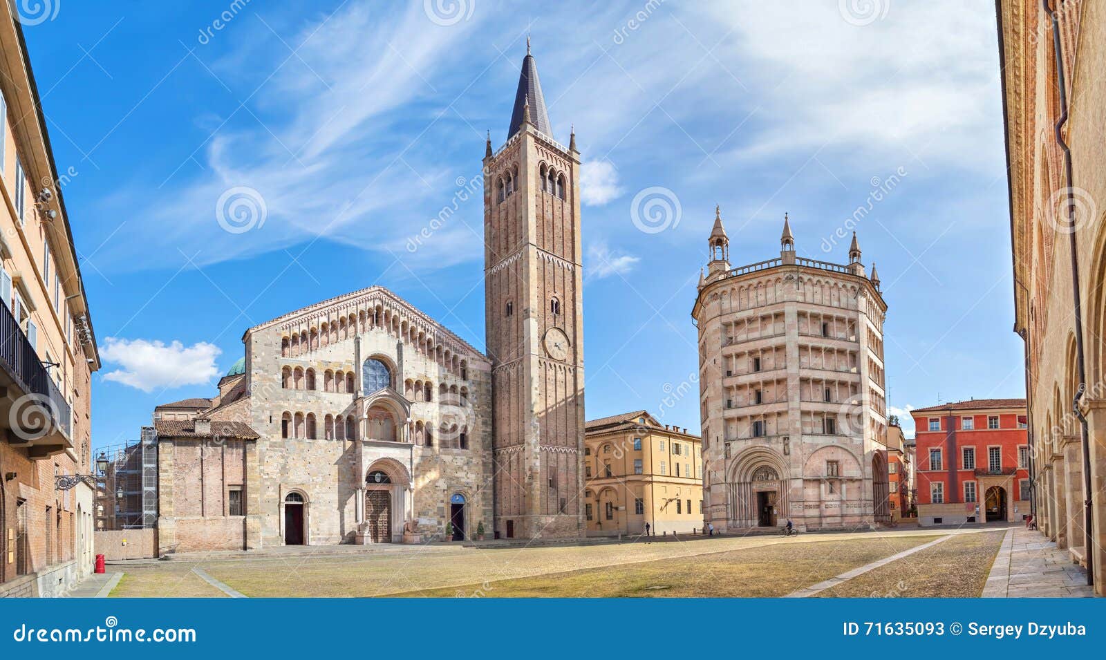 panorama of piazza duomo in parma