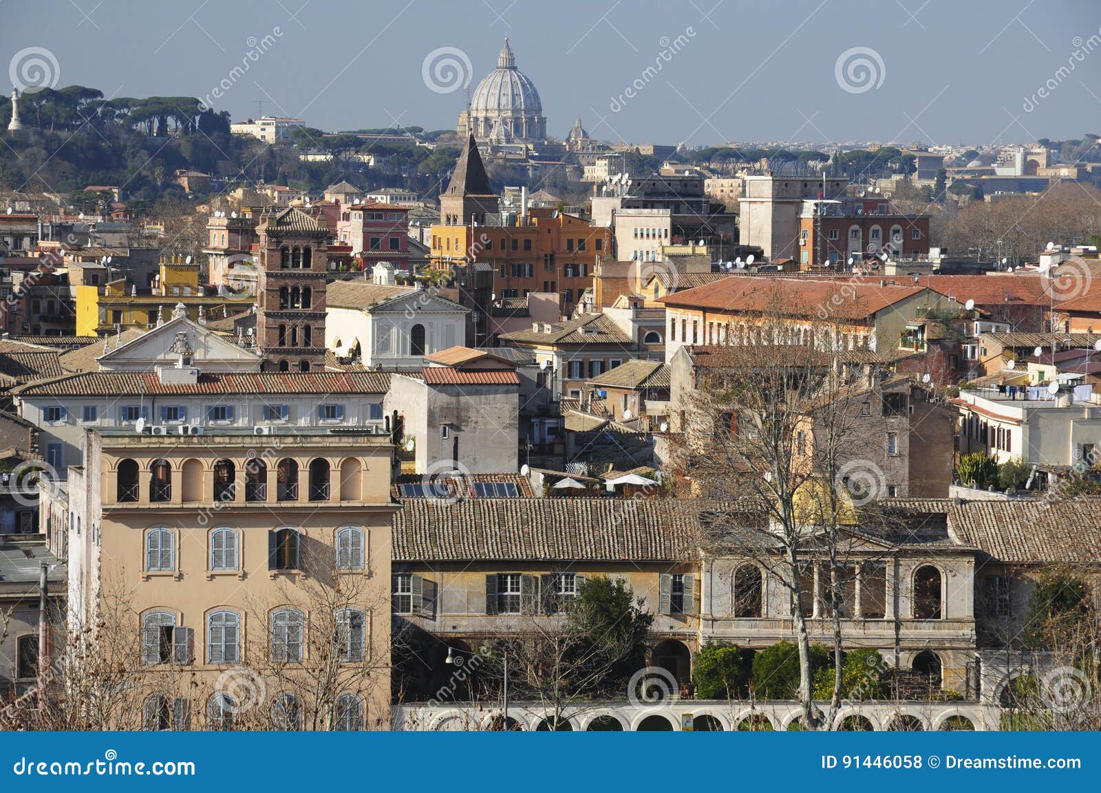 panorama of rome with view of san pietro