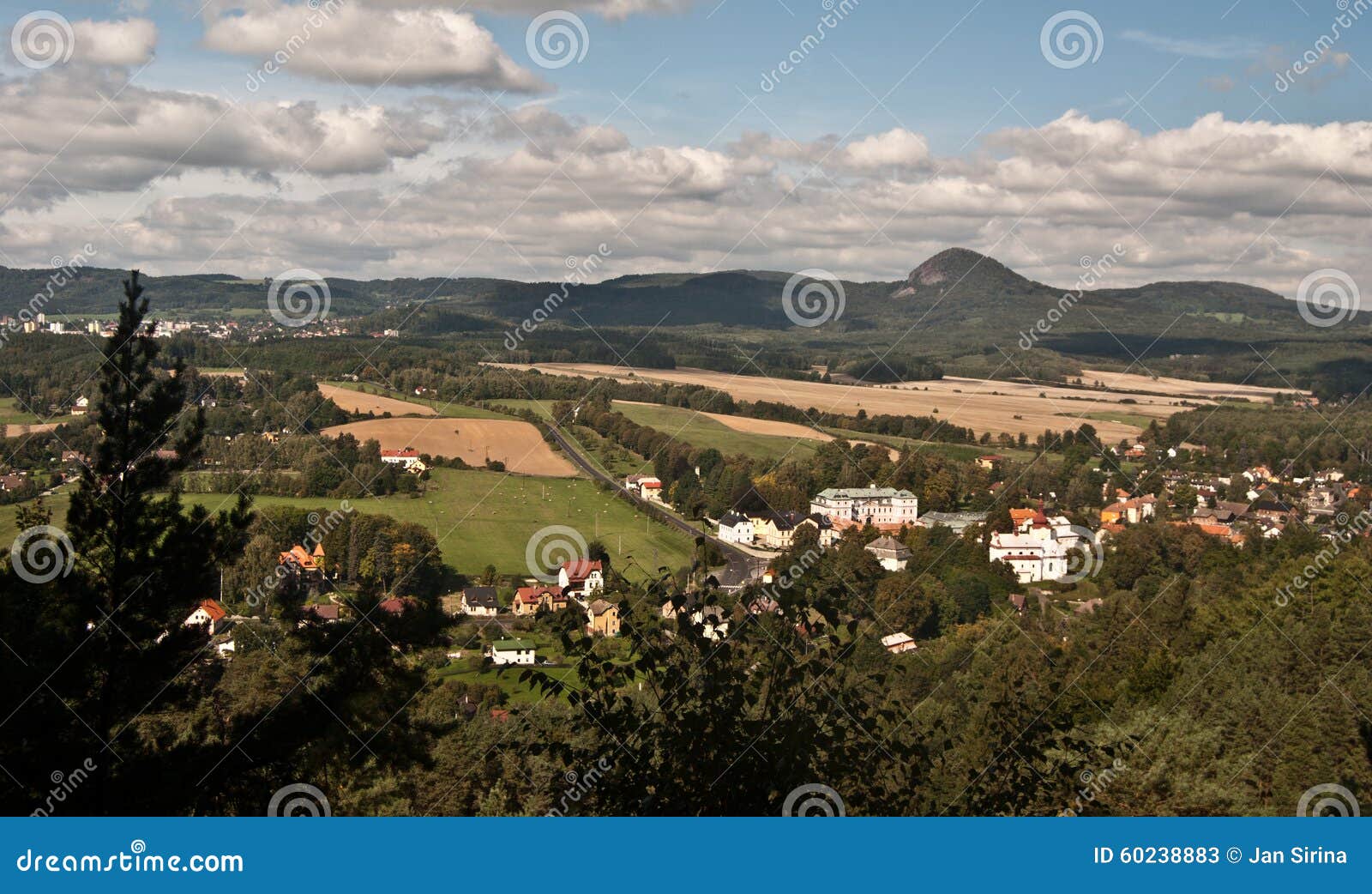 panorama from rozhledna na strazi lookout above sloup v cechach
