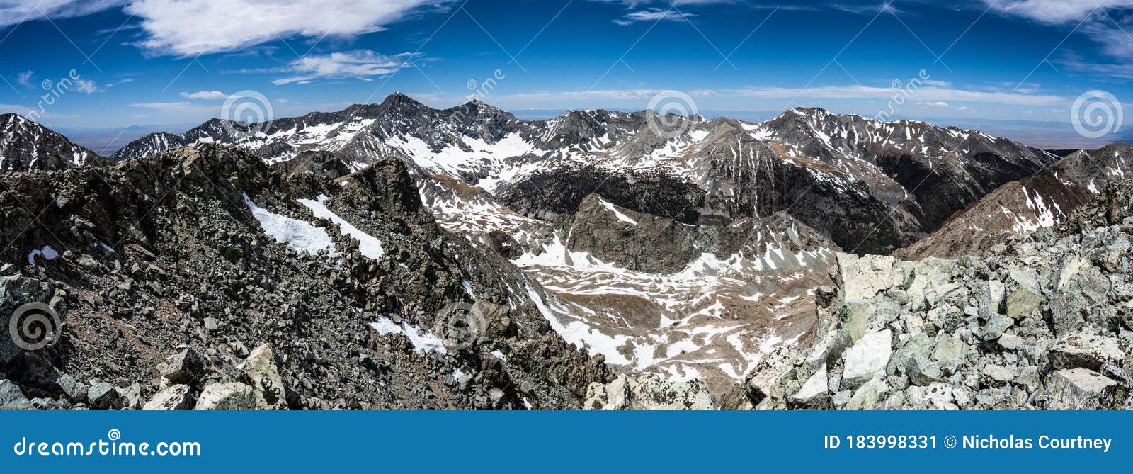 panorama of the sangre de cristo range, colorado rocky mountains