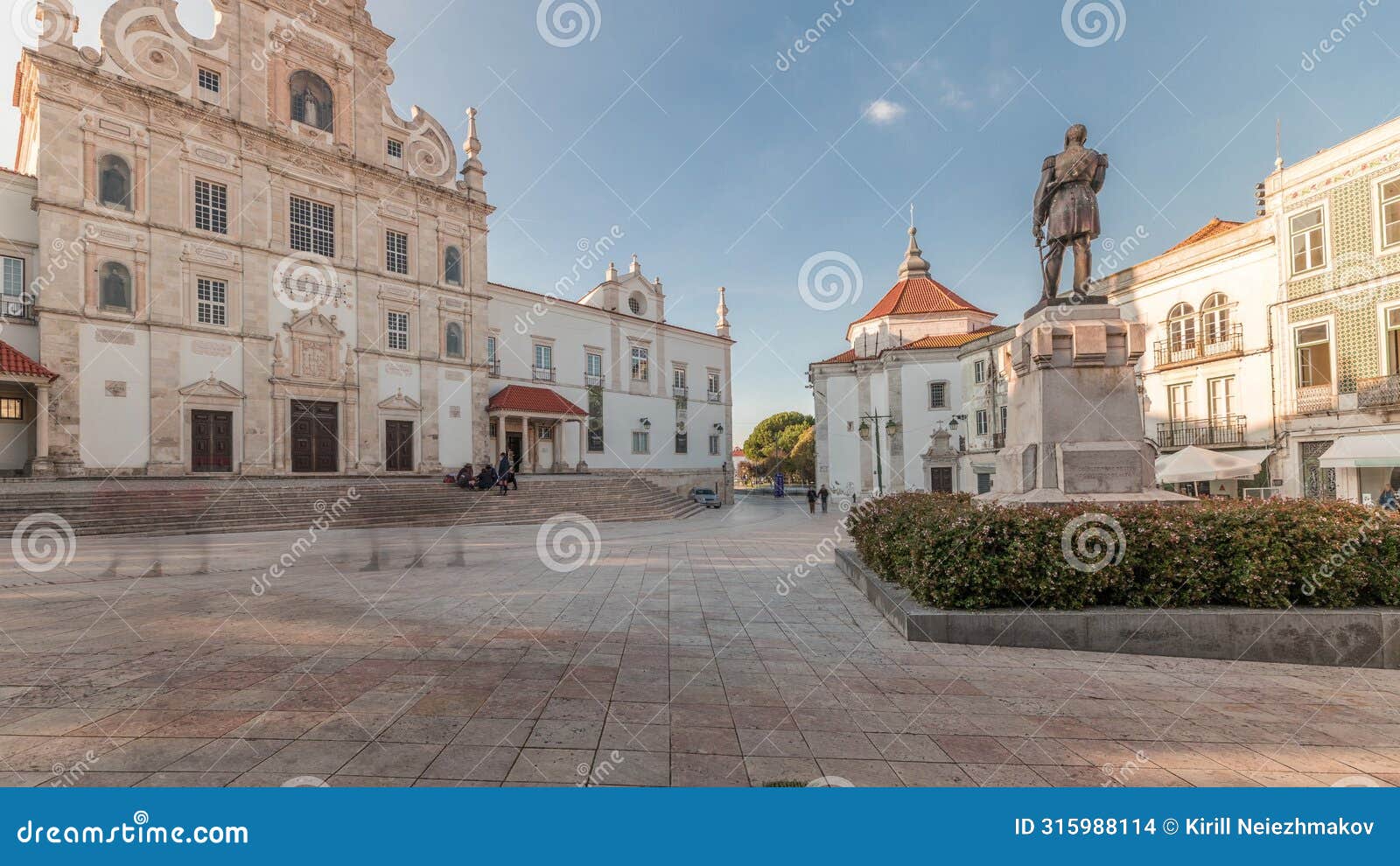 panorama showing sa da bandeira square with a view of the santarem see cathedral timelapse. portugal