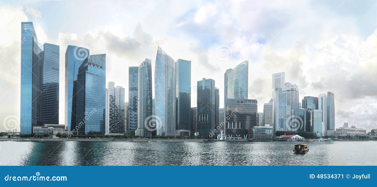 Panorama of Singapore Downtown. Singapore Downtown Core - modern financial district