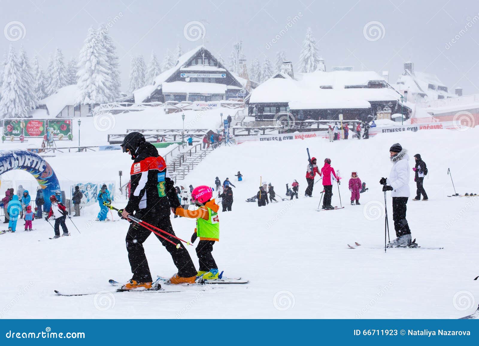 Panorama of Ski Resort Kopaonik, Serbia, Skiers, Houses Editorial Stock ...