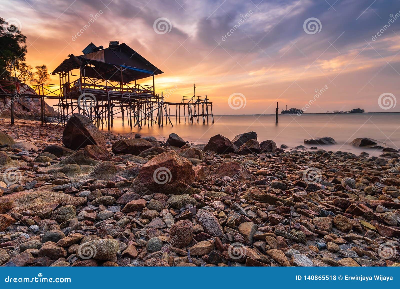 photo panorama sunset of wonderful bintan indonesia